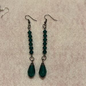 ✨ Handmade Earrings chandelier Gunmetal 1 pair Green
